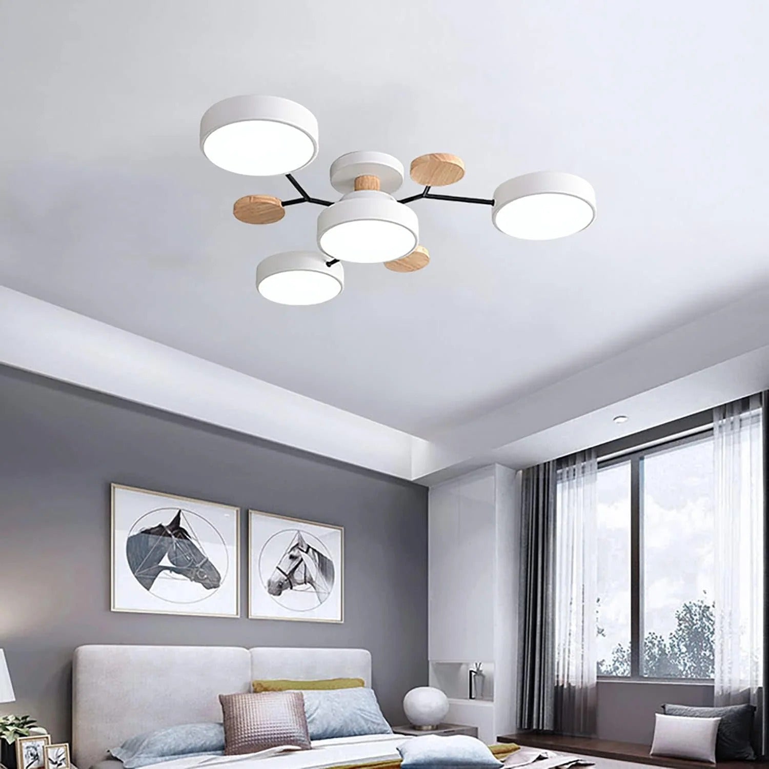 Semi-Flush Circular LED Ceiling Light Fixture