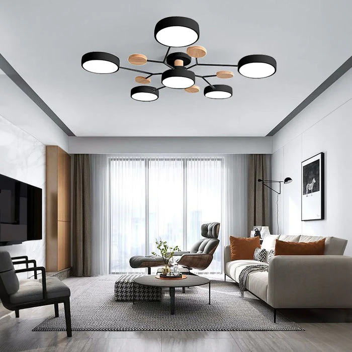 Semi-Flush Circular LED Ceiling Light Fixture