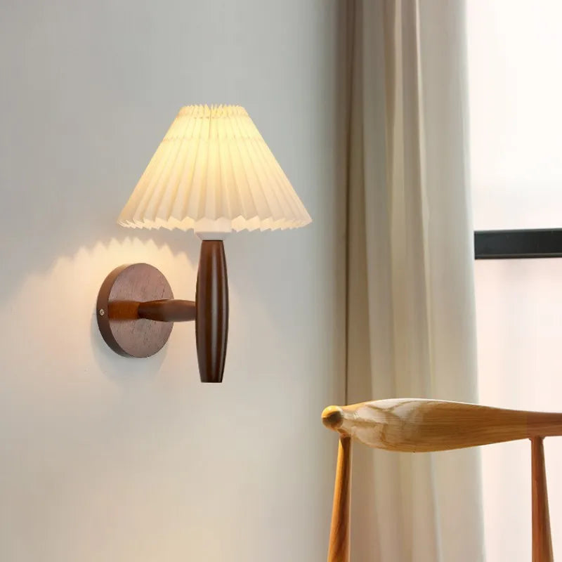 Wooden Wall Lamp Fabric Shade Wall Light Fixture